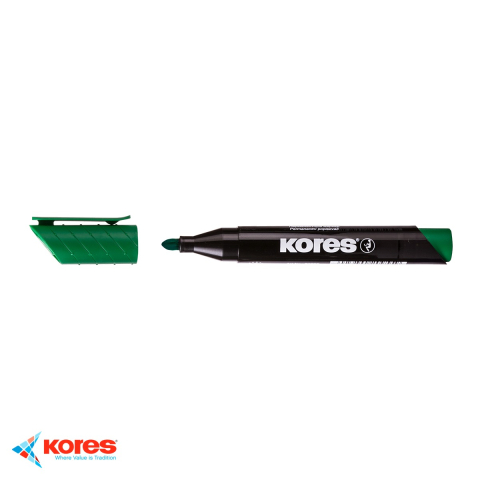 Marker permanent Kores, varf rotund 3mm, verde, scriere pe orice suprafata inclusiv CD-uri [3]