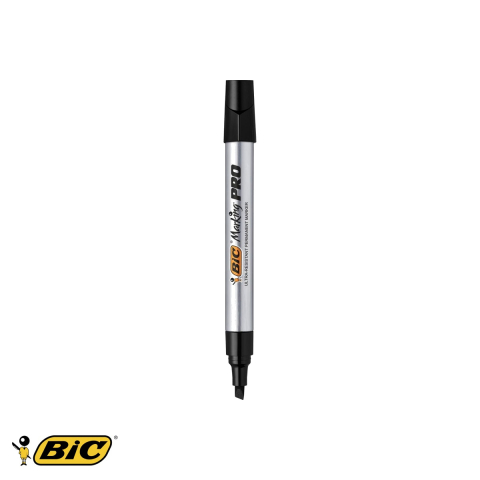 Birotica papetarie - Marker permanent negru Bic Marking Pro, varf tesit, rezistent conditii extreme, pentru suprafete multiple