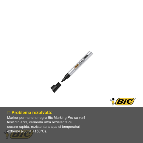 Marker permanent negru Bic Marking Pro, varf tesit, rezistent conditii extreme, pentru suprafete multiple [3]