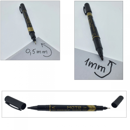 Marker permanent negru cu 2 varfuri, 0.5mm si 1mm, pentru suprafete diverse [2]