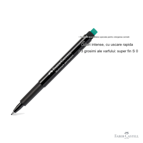 Marker permanent negru Faber-Castell Multimark, varf fin 0.6 mm, pentru CD, sticla, metal si plastic [2]