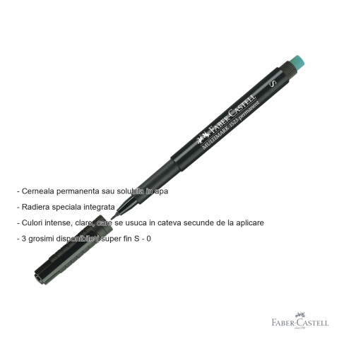 Marker permanent negru Faber-Castell Multimark, varf super fin 0.4 mm, pentru suprafete lucioase [1]