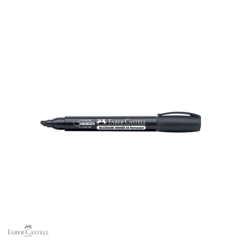 Marker permanent negru Faber-Castell Winner 54, varf tesit, cerneala alcool, pentru suprafete multiple [3]