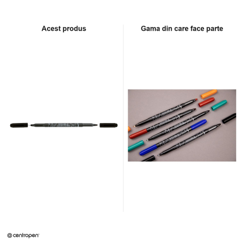 Marker permanent pentru CD/DVD Centropen 3616, 2 varfuri, de 0.6 mm si 2.5 mm, cerneala neagra [4]