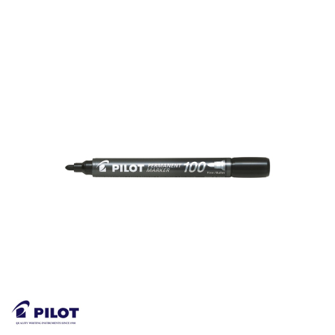 Marker permanent - Marker permanent Pilot 100, varf rotund 3mm, negru, rezistent la apa, pentru orice suprafata
