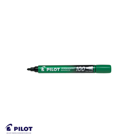 Marker permanent - Marker permanent Pilot 100, varf rotund 3mm, verde, rezistent la apa, pentru suprafete multiple