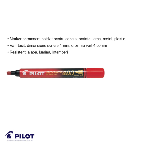 Marker permanent Pilot P400 varf tesit rosu, rezistent la apa, pentru lemn metal plastic [2]