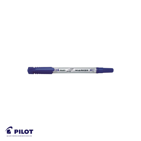 Marker permanent - Marker permanent Pilot Twin BeGreen 2 capete, varf fin si mediu, pentru CD/DVD, albastru