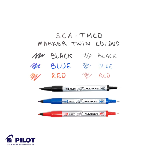 Marker permanent Pilot Twin CD/DVD, 2 capete (fin si mediu), cerneala pe baza de apa, din plastic reciclat [3]