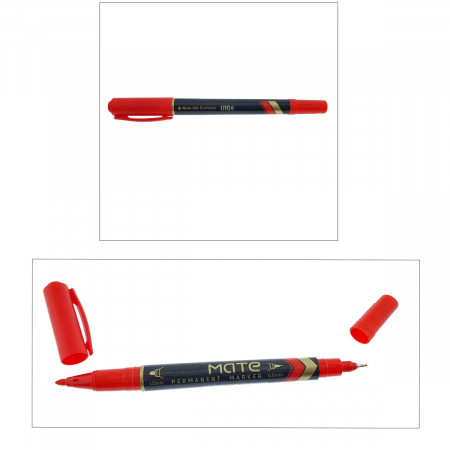 Marker permanent rosu cu 2 varfuri, 0.5mm si 1mm, pentru suprafete diverse [4]