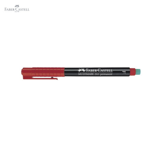Marker permanent rosu Faber-Castell Multimark, varf fin F 0.6 mm, pentru CD, sticla, metal si plastic [4]