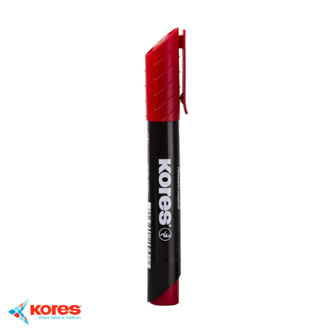 Instrumente de scris - Marker permanent rosu Kores Eco, varf rotund 3mm, scriere pe orice suprafata
