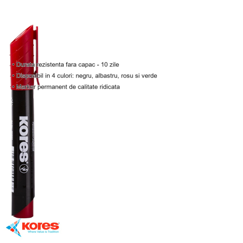 Marker permanent rosu Kores Eco, varf rotund 3mm, scriere pe orice suprafata [2]
