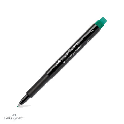 Birotica papetarie - Marker permanent verde Faber-Castell Multimark, varf fin F 0.6 mm, pentru CD, sticla, metal si plastic