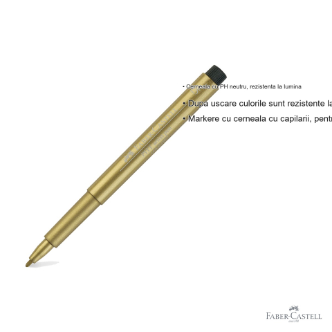 Marker Pitt Artist Pen auriu Faber-Castell, cerneala metalica opaca, linie 1.5mm, pentru arta si schite [2]