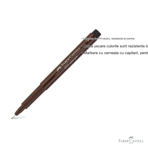 Marker Pitt Artist Pen Faber-Castell, varf S 0.3 mm, cerneala maro sepia rezistenta la apa, pentru schite si desen artistic [2]