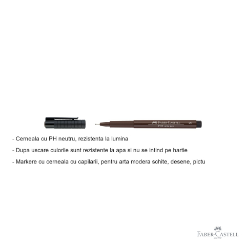 Marker Pitt Artist Pen Faber-Castell, varf S 0.3 mm, cerneala maro sepia rezistenta la apa, pentru schite si desen artistic [1]