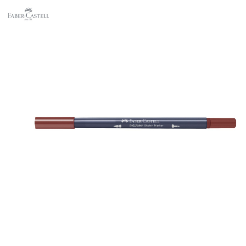 Marker sketch 2 capete Faber-Castell Goldfaber, culoare mahon 378, pensula flexibila si fineliner, pentru desen artistic [4]
