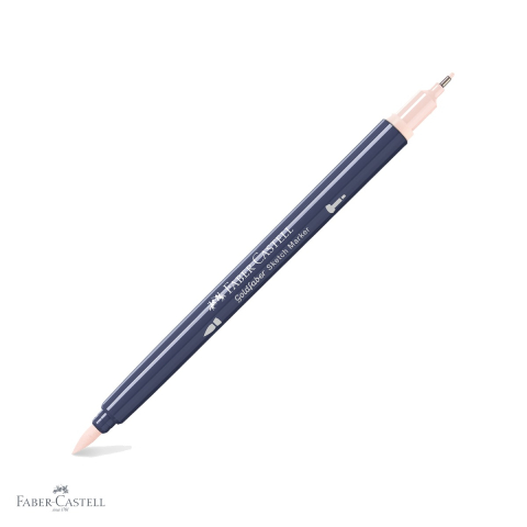Markere si instrumente de desen artistic - Marker sketch 2 capete Faber-Castell Goldfaber, pensula flexibila si fineliner, culoare bej 382, pentru desen artistic