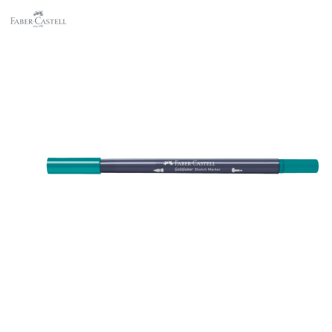 Marker sketch 2 capete Faber-Castell Goldfaber, verde cobalt inchis 313, pensula flexibila si fineliner, pentru ilustratie si desen artistic [4]