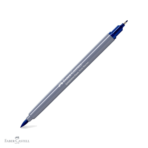 Markere si instrumente de desen artistic - Marker solubil 2 capete Faber-Castell Goldfaber, varf pensula si varf fin 0.4 mm, albastru heliu roscat 151