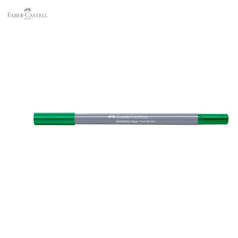 Marker solubil 2 capete Faber-Castell Goldfaber, varf pensula si varf fin 0.4 mm, verde smarald 163 [4]
