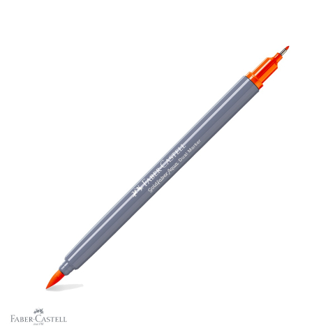 Markere si instrumente de desen artistic - Marker solubil 2 capete Faber-Castell, portocaliu glazurat 113, varf pensula si varf fin 0.4 mm, pentru desen si ilustratie