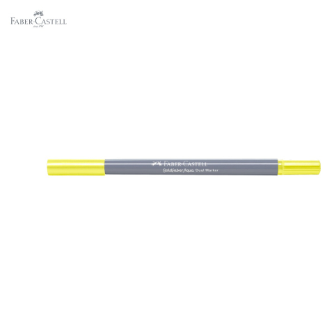 Marker solubil cu 2 capete Faber-Castell Goldfaber, galben lamaie 205, varf pensula si varf fin, pentru desen si ilustratie [4]