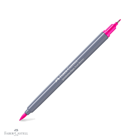 Markere si instrumente de desen artistic - Marker solubil cu 2 capete Faber-Castell Goldfaber, roz purpuriu deschis 128, varf pensula si varf fin, pentru desen si ilustratie