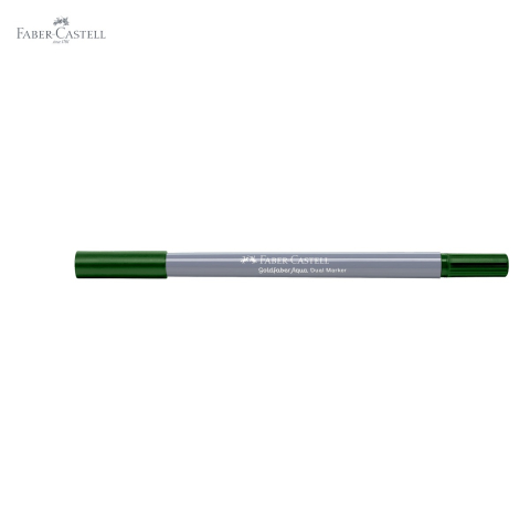 Marker solubil cu 2 capete Faber-Castell Goldfaber, varf pensula si varf fin 0.4 mm, verde pin 267 [4]