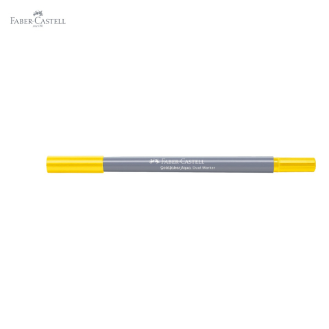 Marker solubil cu doua capete Faber-Castell Gold Faber, galben cadmium 107, varf pensula si varf fin 0.4 mm [4]