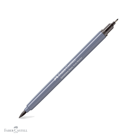 Markere si instrumente de desen artistic - Marker solubil cu doua capete Faber-Castell Gold Faber, varf pensula si varf fin 0.4 mm, gri rece IV 233, pentru desen si ilustratie