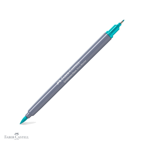 Markere si instrumente de desen artistic - Marker solubil cu doua capete Faber-Castell Gold Faber, varf pensula si varf fin 0.4 mm, verde cobalt deschis 356, pentru desen si ilustratie