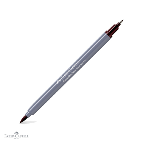 Markere si instrumente de desen artistic - Marker solubil cu doua capete Faber-Castell Gold Faber, varf pensula si varf fin 0.4 mm, violet Caput Mortum 263, pentru desen si ilustratie