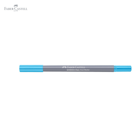 Marker solubil cu doua capete Faber-Castell Goldfaber, albastru mangan 245, varf pensula si varf fin, pentru desen artistic [4]