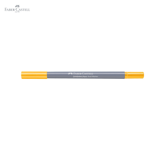 Marker solubil cu doua capete Faber-Castell Goldfaber, galben crom mediu 208, varf pensula si varf fin 0.4 mm [4]