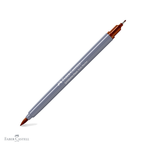 Markere si instrumente de desen artistic - Marker solubil cu doua capete Faber-Castell Goldfaber, ocru ars 187, varf pensula si varf fin 0.4 mm, pentru desen si ilustratie
