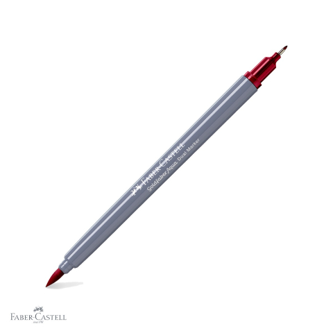 Markere si instrumente de desen artistic - Marker solubil cu doua capete Faber-Castell Goldfaber, rosu muscata 227, varf pensula si varf fin 0.4 mm, pentru desen si ilustratie
