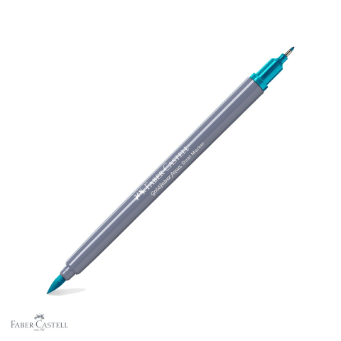 Markere si instrumente de desen artistic - Marker solubil cu doua capete Faber-Castell Goldfaber, turcoaz cobalt deschis 154, pentru desen si ilustratie