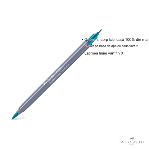 Marker solubil cu doua capete Faber-Castell Goldfaber, turcoaz cobalt deschis 154, pentru desen si ilustratie [2]