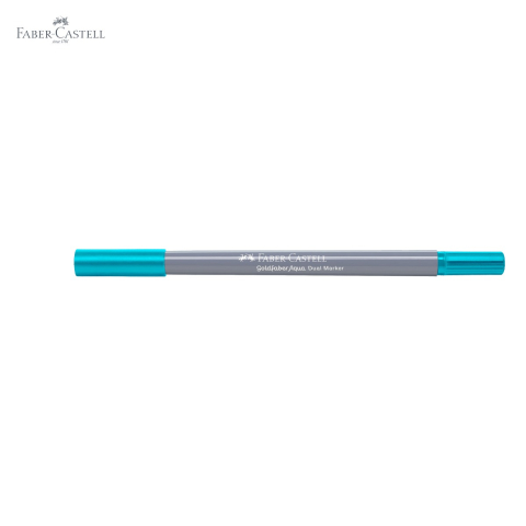 Marker solubil cu doua capete Faber-Castell Goldfaber, turcoaz cobalt deschis 154, pentru desen si ilustratie [4]