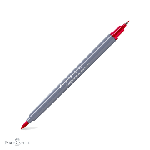 Markere si instrumente de desen artistic - Marker solubil cu doua capete Faber-Castell Goldfaber, varf pensula si varf fin 0.4 mm, carmin 126, pentru desen si ilustratie