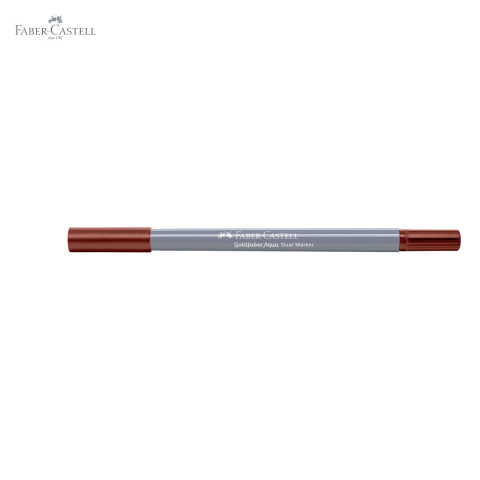 Marker solubil cu doua capete Faber-Castell Goldfaber, varf pensula si varf fin 0.4 mm, maro siena 283 [4]