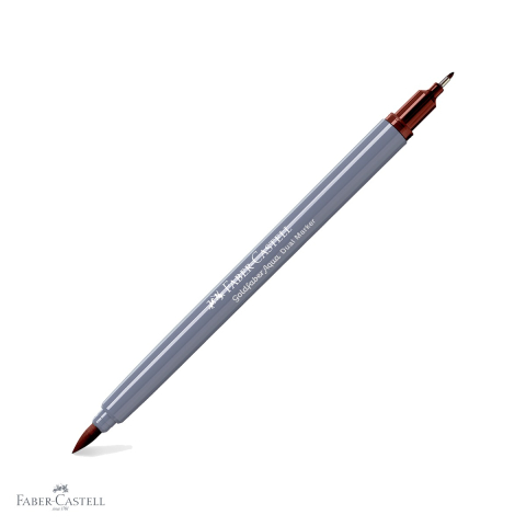Markere si instrumente de desen artistic - Marker solubil cu doua capete Faber-Castell Goldfaber, varf pensula si varf fin 0.4 mm, maro siena 283