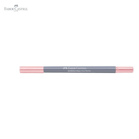 Marker solubil cu doua capete Faber-Castell Goldfaber, varf pensula si varf fin 0.4 mm, roz pal 114 [4]