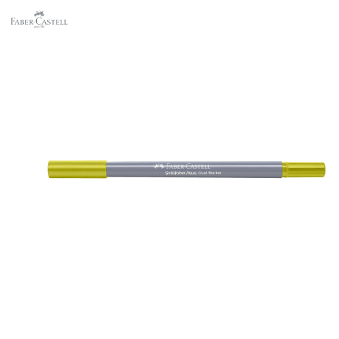 Marker solubil cu doua capete Faber-Castell Goldfaber, varf pensula si varf fin 0.4 mm, verde mai galbui 370 [4]