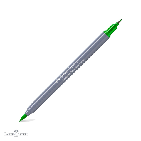 Markere si instrumente de desen artistic - Marker solubil cu doua capete Faber-Castell Goldfaber, verde frunza 112, pentru desen si ilustratie