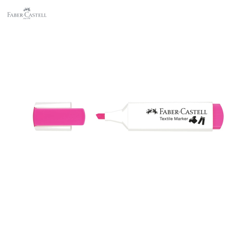 Marker textil Faber-Castell, culoare roz neon, varf tripl, pentru personalizare textile [4]