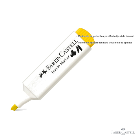 Marker textil galben Faber-Castell, varf tesit 3 grosimi, pentru personalizare tesaturi [2]
