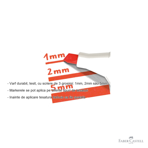 Marker textil rosu Faber-Castell, varf tesit 3 grosimi, pentru personalizare tesaturi [1]